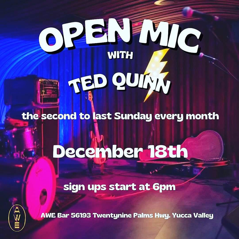TEDDY QUINN IS BACK! HOSTING A MONTHLY OPEN MIC NIGHT AT AWE BAR ...